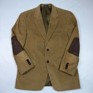 Roundtree & Yorke Corduroy Blazer Mens 38R Tan Good Elbow Patches
